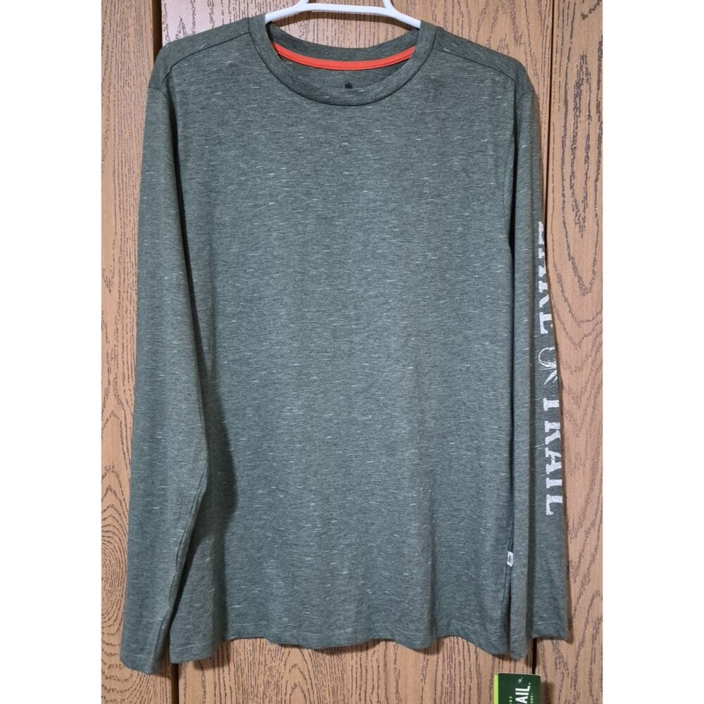 Lake & Trail Men's Olive Green Long Sleeve Gone Fishing Top T-shirt Size M NWT